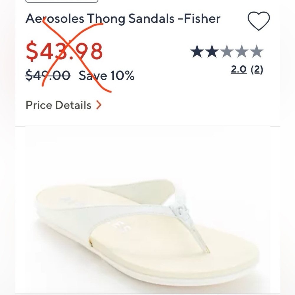 Aerosoles Fisher White Thong Sandals, size 8.5